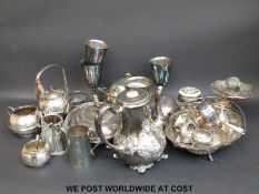 A quantity of plated ware including tea sets, serving dishes etc.