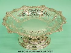 A pierced silver tazza with import marks for Birmingham 1973, maker Barker Ellis of London,