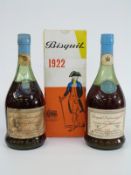 Two bottles of Bisquit Dubouche & Co Grande Fine champagne 1922 cognac, 750cl,