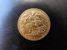 An 1893 gold full sovereign with Melbourne mint mark