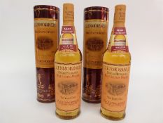 Two cased 750ml bottles of Glenmorangie 10 year old single malt whisky