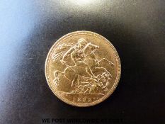 An 1892 Victorian gold full sovereign