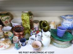 A collection of mixed ceramics including 19thC majolica,