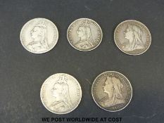 Two veiled head Victorian Crowns 1893 and 1896,