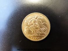 A 1909 gold half sovereign