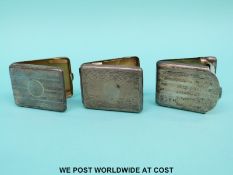 Three small hallmarked silver cigarette / card cases,