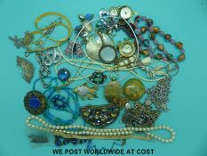 A quantity of silver jewellery to include necklaces, ring, baby brooch, swan pendant,