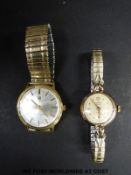 Smiths Deluxe 9ct gold ladies wristwatch with subsidiary seconds dial,