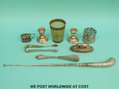 A Victorian hallmarked silver mounted horn cup, London 1898, height 9cm,