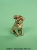 A hallmarked silver pug dog, height 3cm, London 1977,