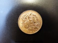 A 1912 George V gold half sovereign VF