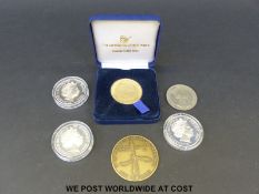A quantity of RAF dambusters interest commemorative coins including three £5 pieces