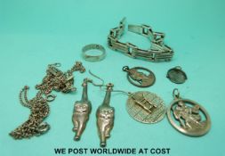 A collection of jewellery marked 925, a silver St Christopher,