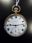 Vertex 9ct gold 1941, gentleman's open faced pocket watch with 18 jewelled movement,