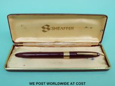 A cased Sheaffer pen with nib mount marked 14k 585