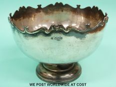 A George V hallmarked silver bowl with scrolling rim, Sheffield 1913 maker Fordham & Faulkner,