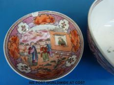 A 19th /20thC Chinese bowl and saucer with figural decoration