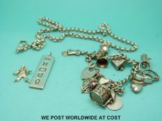 A silver charm bracelet,