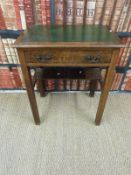 An oak leather inset desk/ table (H73xW61xD43cm)