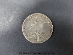 A George III 1787 silver shilling with case and certificate