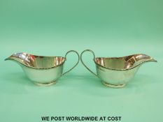 A pair of hallmarked silver sauce boats, Sheffield 1935 maker Slower & Wragg Ltd, length 16.