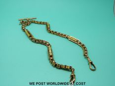 A 9ct gold Victorian Albert / watch chain with unusual links (23.