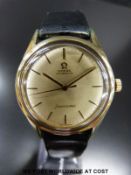 Omega Seamaster gentleman's automatic wristwatch with gold hands and baton markers,