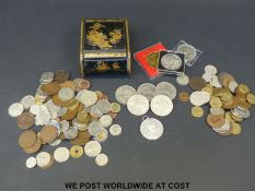 A collection of UK and overseas coinage with a very small silver content,