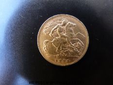 A 1909 gold half sovereign