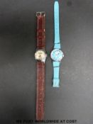 Two children's watches relating to Hopalong Cassidy and Snoopy.