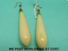 A pair of Edwardian ivory drop earrings
