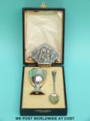 A cased hallmarked silver egg cup,