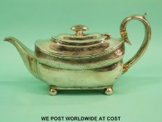A Georgian Irish hallmarked silver bachelor's teapot, length 24cm, Dublin 1808,