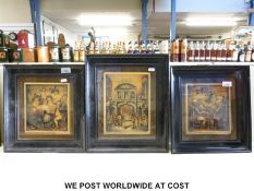 A set of three Osbournes ivorine panels comprising 'Whist at Wardles 'Mr Pickwick humorous'',