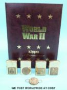Zippo World War II 'A Remembrance' four lighter set in the form of a book,