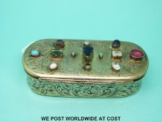 A Victorian hallmarked silver lidded box, Birmingham 1852, with engraved foliate design,