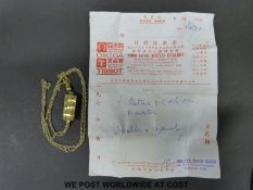 Retax 1974 necklace watch with box and receipt.