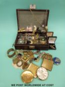 A collection of costume jewellery to include silver necklaces and earrings, brooches,