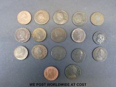 A collection of farthings to include two George I; ten George II including Irish,