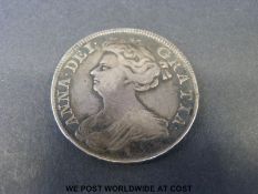 A Queen Anne 1708 half crown better than fine condition