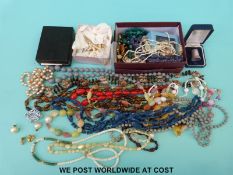 A collection of costume jewellery to include a Rotary watch and an Accurist, Wedgwood thimble,