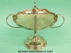 An Art Nouveau Edward VII hallmarked silver three handled tazza,