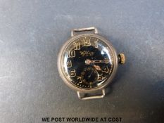 A Waltham silver military style watch with Dennison case