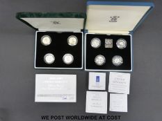A Royal Mint silver proof 1999-2002 Heraldic series £1 coin collection,