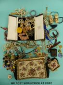 A quantity of costume jewellery to include faux pearls, brooches, earrings, cloisonne necklace,