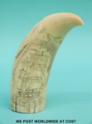 Ivory carved scimshaw tusk
