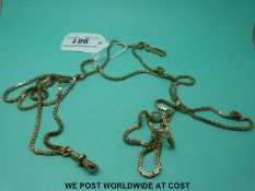 A Victorian yellow metal guard chain made up of pierced links (25.