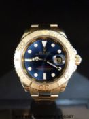 Rolex Yacht Master Oyster Perpetual Date 18ct gold gentleman's wristwatch with blue slate dial,