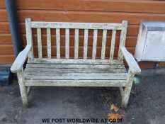 A teak garden bench