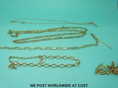 Two 9ct gold bracelets and two 9ct gold necklaces (14.